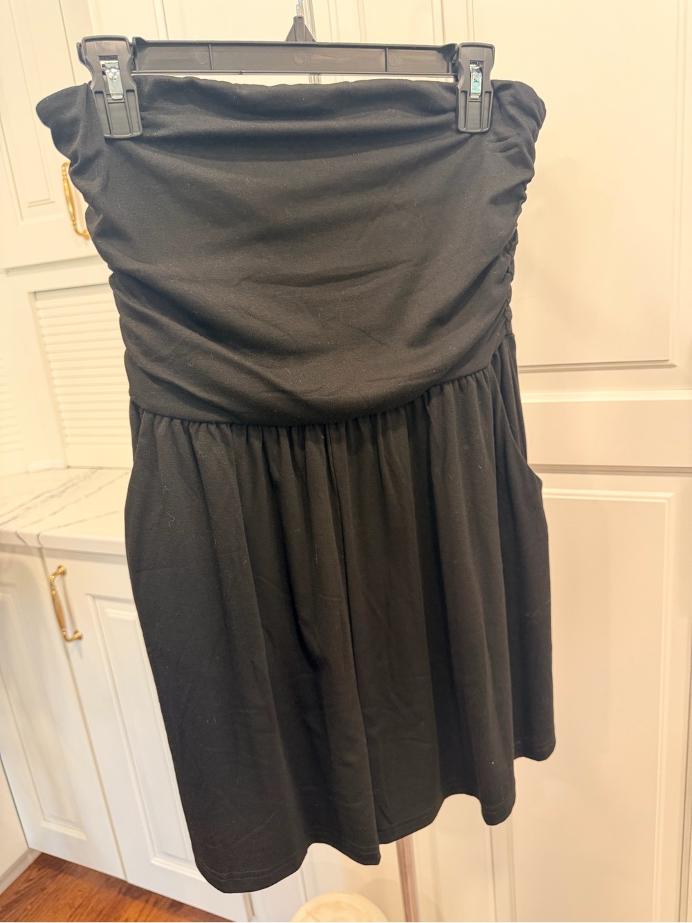 NWT Strapless Black Mini Skirt - Classic Gathered Waist